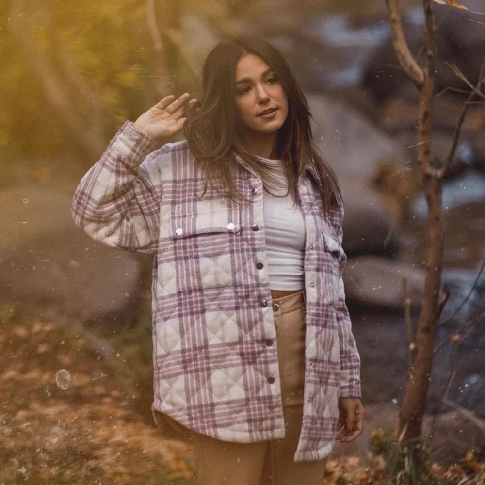 Lovers and Friends Conlee Quilted Shacket Jacket in‎ Pink & Purple